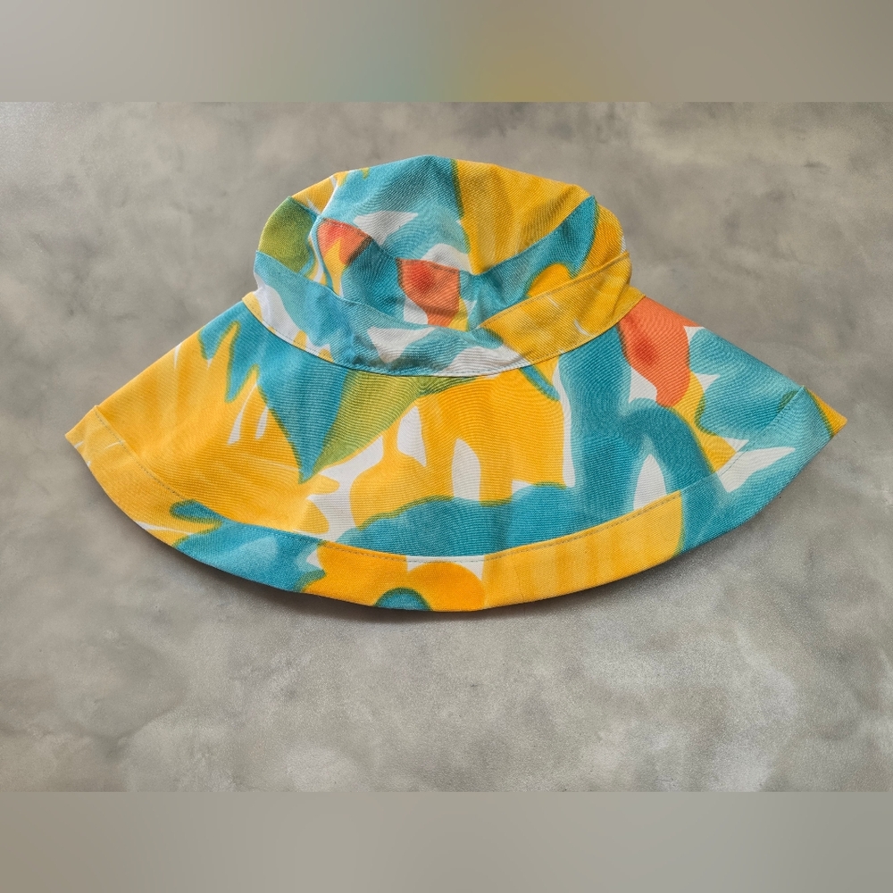 Jim Thompson in Orange/Yellow Vibrant Floral Smet Beach Canvas Hat - Picture 2 of 9